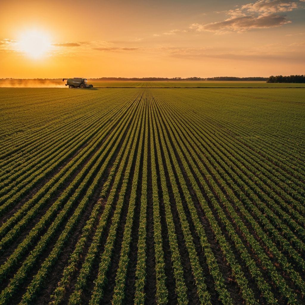 Agricultural field with modern farming